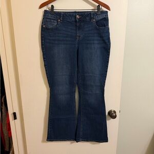 Maurices Dark Blue Flare Mid-rise Jeans 12 Short